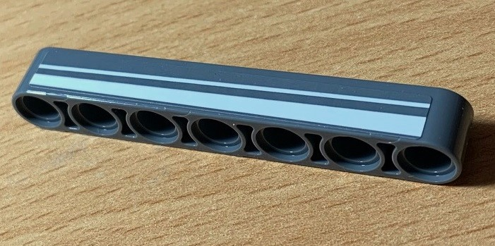 Lego Technic, Liftarm Thick 1 x 7 with 2 White Stripes Pattern Model Left Side (Sticker) - Set 42078