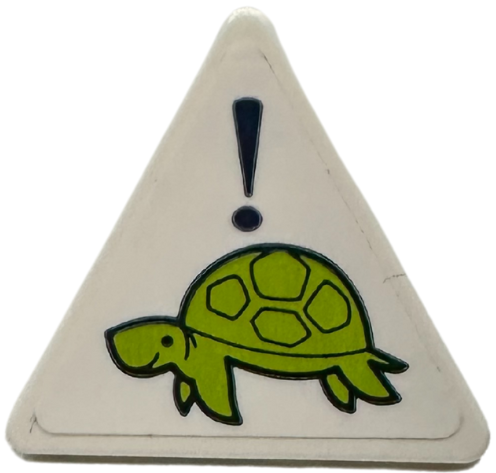 Lego Road Sign 2 x 2 Triangle with Open O Clip with Lime Turtle and Exclamation Mark Pattern (Sticker) - Set 41446