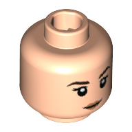 Lego Minifig Head Hermione Granger, Dark Brown Eyebrows, Peach Lips Print [Hollow Stud] / Light Nougat