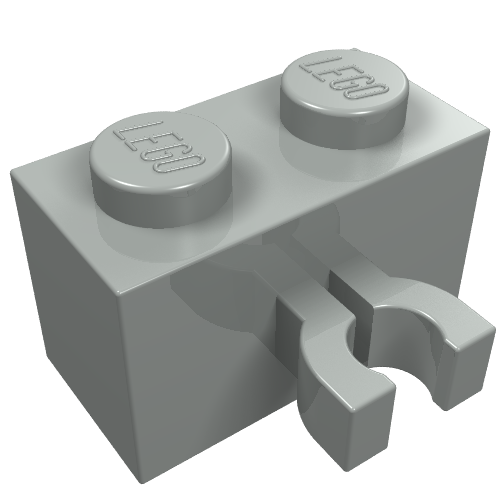 Lego Brick Special 1 x 2 with Vertical Clip [Thick U Clip] / Light Gray