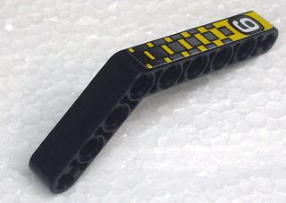 Lego Technic, Liftarm, Modified Bent Thick 1 x 9 (6 - 4) with White Number 9 and Silver and Yellow Checkered Pattern (Sticker) - Set 8240