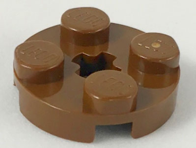 Lego Plate, Round 2 x 2 with Axle Hole / Brown
