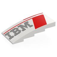 Lego Brick Curved 4 x 8 x 1 2/3 No Studs with Red Shapes, Black IBM Logo Print