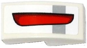 Lego Slope, Curved 2 x 1 x 2/3 with Light Bluish Gray Stripe and Red Taillight Pattern Model Right Side (Sticker) - Set 75912