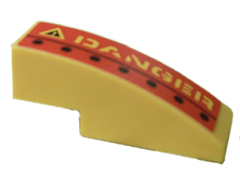 Lego Slope, Curved 3 x 1 with 'DANGER' and Black Dots Right Pattern (Sticker) - Set 7776