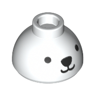 Lego Brick Round 1.5 x 1.5 Dome Top with Bear Face Print