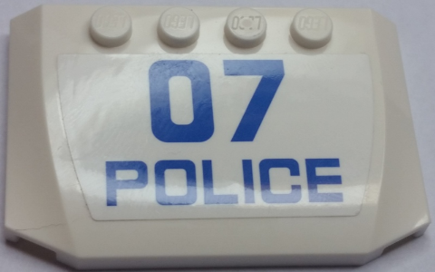 Lego Wedge 4 x 6 x 2/3 Triple Curved with Blue '07' and 'POLICE' Pattern (Sticker) - Set 60048