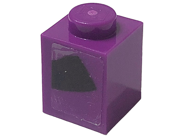 Lego Brick 1 x 1 with Black Trapezoid Stripe Pattern Model Left Side (Sticker) - Set 76904