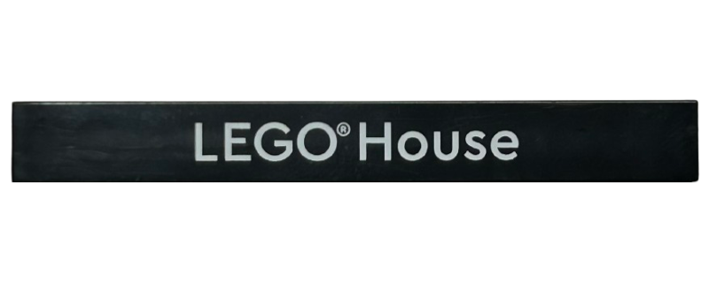 Lego Tile 1 x 8 with White 'LEGO House', Bold Font Pattern / Black