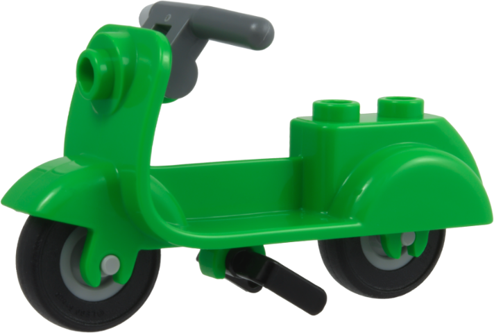 Lego Scooter with Black Stand, Dark Bluish Gray Handlebars, and Light Bluish Gray Wheels