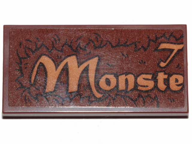 Lego Tile 2 x 4 with 'T', 'Monste' and Fur Pattern (Sticker) - Set 30628