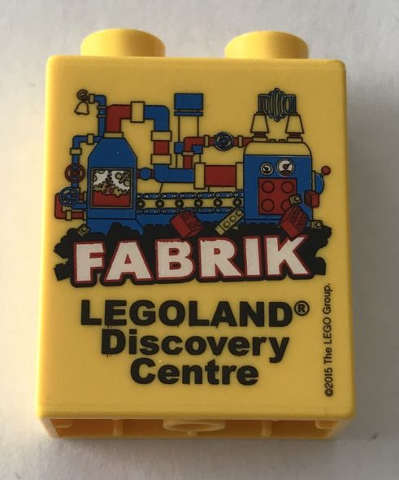 Lego Duplo, Brick 1 x 2 x 2 with LEGOLAND Discovery Centre FABRIK 2015 Pattern