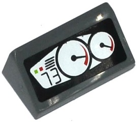 Lego Slope 30 1 x 2 x 2/3 with 2 Gauges and '73' Pattern (Sticker) - Set 60058