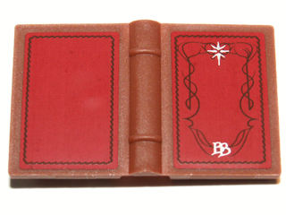Lego Minifigure, Utensil Book 2 x 3 with Black Scrollwork, White Star and 'BB' on Red Background Pattern (Stickers) - Set 79003