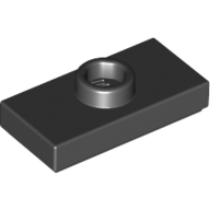 Lego Plate Special 1 x 2 with 1 Stud with Groove and Inside Stud Holder (Jumper) / Black