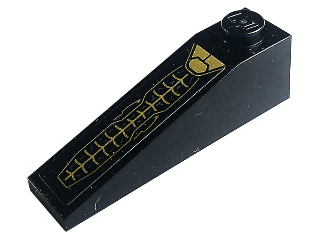 Lego Slope 18 4 x 1 with Gold Spider Web and Armor Plates Pattern (Sticker) - Set 76195 / Black