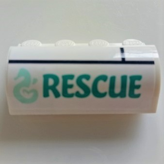 Lego Slope, Curved 2 x 4 x 1 1/3 with 4 Recessed Studs with Seahorse and 'RESCUE' Pattern (Sticker) - Set 41378