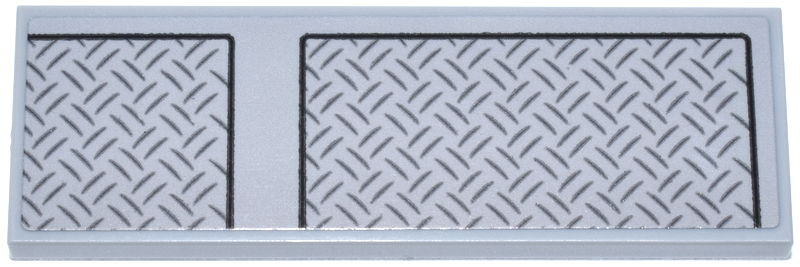 Lego Tile 2 x 6 with Hatch Panels with Black Outlines and Dark Bluish Gray Tread Plates Pattern (Sticker) - Set 42146 / Light Bluish Gray
