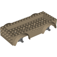 Lego Vehicle Base 8 x 16 with Wheel Arches, Front and Side Studs, and 4 x 14 Recessed Studded Section, 5 Holes / Dark Tan