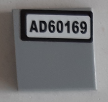 Lego Tile 2 x 2 with 'AD60169' Pattern (Sticker) - Set 60169 / Light Bluish Gray