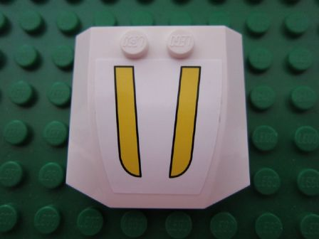 Lego Wedge 4 x 4 x 2/3 Triple Curved with Two Yellow Stripes Pattern (Sticker) - Set 3178