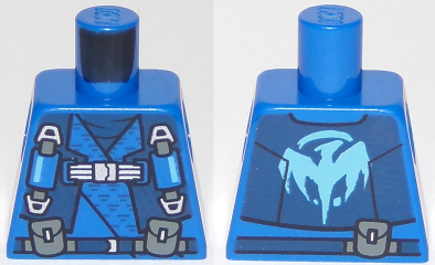 Lego Torso Ninjago Robe with Straps and Pouches, Dragon Logo on Back Pattern / Blue