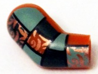 Lego Arm, Right with Dark Green and Sand Green Patchwork with Copper Filigree Pattern / Dark Orange