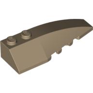 Lego Brick Wedged, Curved 6 x 2 Right, Inner Ridges / Dark Tan