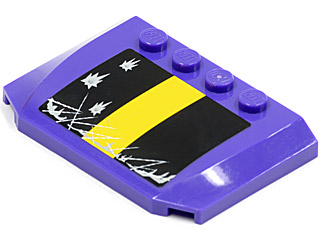 Lego Wedge 4 x 6 x 2/3 Triple Curved with Yellow Stripe on Black Background with Damage Pattern (Sticker) - Set 5982