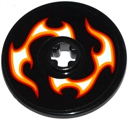 Lego Technic, Disk 3 x 3 with Red, Orange and White Flames Pattern Model Right Side (Sticker) - Set 42046