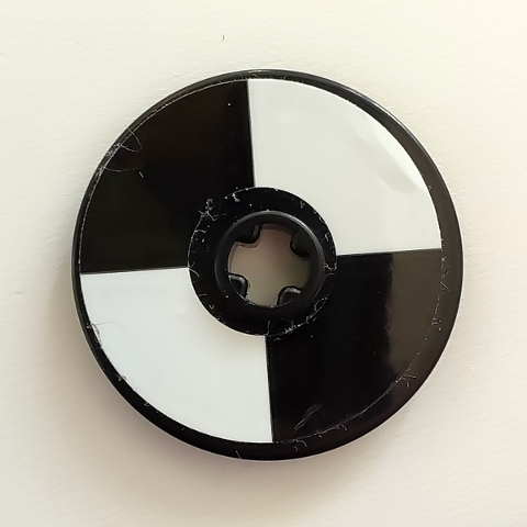 Lego Technic, Disk 3 x 3 with 2 Black and White Opposing Sections Pattern (Sticker) - Set 42068 / Black