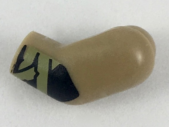 Lego Arm, Left with Black Glove, Olive Green Wrappings Pattern / Dark Tan