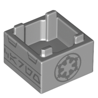 Lego Container Box 2 x 2 x 1 Reinforced Bottom with Dark Bluish Grey Imperial Insignia print / Light Bluish Gray