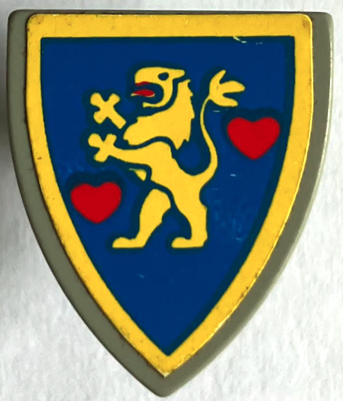 Lego Minifigure, Shield Triangular Short with Lion Standing Yellow, and 2 Red Hearts Pattern (Sticker) - Set 1592