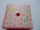 Lego Container, Box 3 1/2 x 3 1/2 x 1 1/3 with Hinged Lid with White Heart, 2 Yellow Fish, White Rectangle and Salmon Polka Dots Pattern (Sticker) - Set 3211