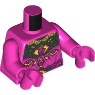 Lego Torso, Yellow Eyes, Magenta Jewel, Dark Green and Gold Decorations print, Dark Pink Arms and Hands / Dark Pink