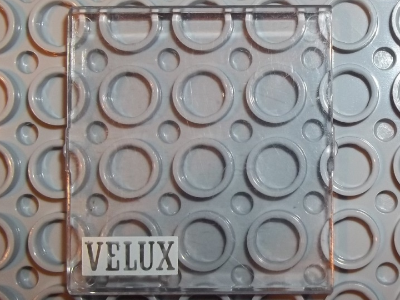Lego Glass for Window 4 x 4 x 3 Roof with VELUX Logo Pattern / Trans-Clear