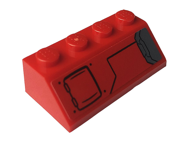 Lego Slope 45 2 x 4 with Red Hatch and Gray Vents Pattern Model Right Side (Sticker) - Set 76150