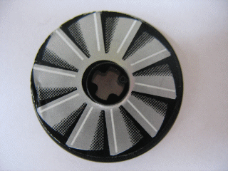 Lego Technic, Disk 3 x 3 with Fan Blade Gray Fade Pattern (Sticker) - Set 8269 / Black