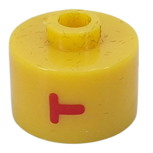 Lego Pen Bead, Round Long, Flat Edge with Red 'T' Print