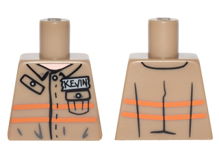 Lego Torso Ghostbusters Jumpsuit with 'KEVIN' ID Badge and 2 Pockets Pattern / Dark Tan
