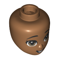 Lego Minidoll Head, Olive Green Eyes, Open Mouth Print / Medium Nougat