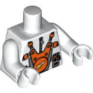 Lego Torso Astronaut with Orange and Silver Print, White Arms and Hands / White