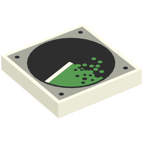 Lego Tile 2 x 2 with Radar Scope Print / White