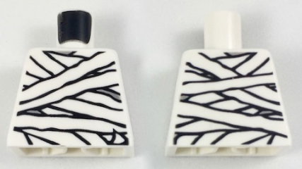 Lego Torso Mummy Wrappings NON-Glow In Dark Pattern / White