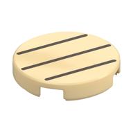 Lego Tile Round 2 x 2 with Three Dark Brown Lines Print / Tan