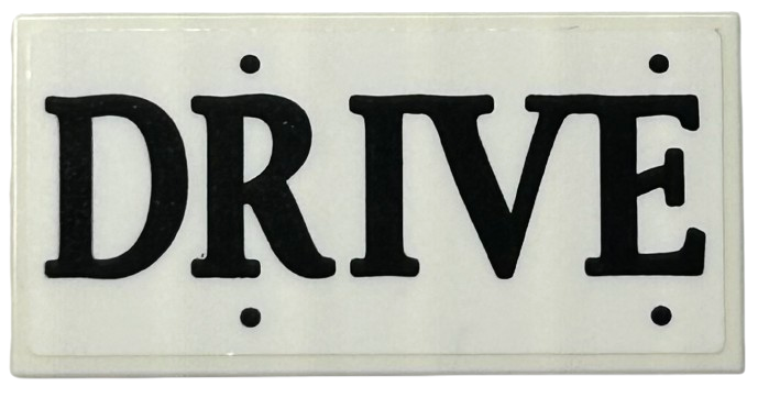 Lego Tile 2 x 4 with Black 'DRIVE' and 4 Rivets Pattern (Sticker) - Set 76425 / White