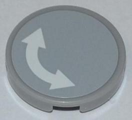 Lego Tile, Round 2 x 2 with White Curved Arrow Double on Light Bluish Gray Background Pattern (Sticker) - Set 60018 / Light Bluish Gray