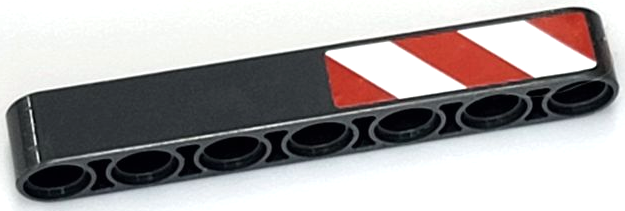 Lego Technic, Liftarm Thick 1 x 7 with Red and White Danger Stripes Pattern Model Left Side (Sticker) - Set 42009