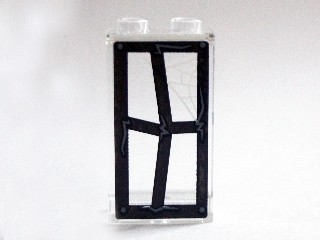 Lego Panel 1 x 2 x 3 with Side Supports - Hollow Studs with Black Window Frame Bent with Cobweb in Top Right Pane Pattern (Sticker) - Set 75904